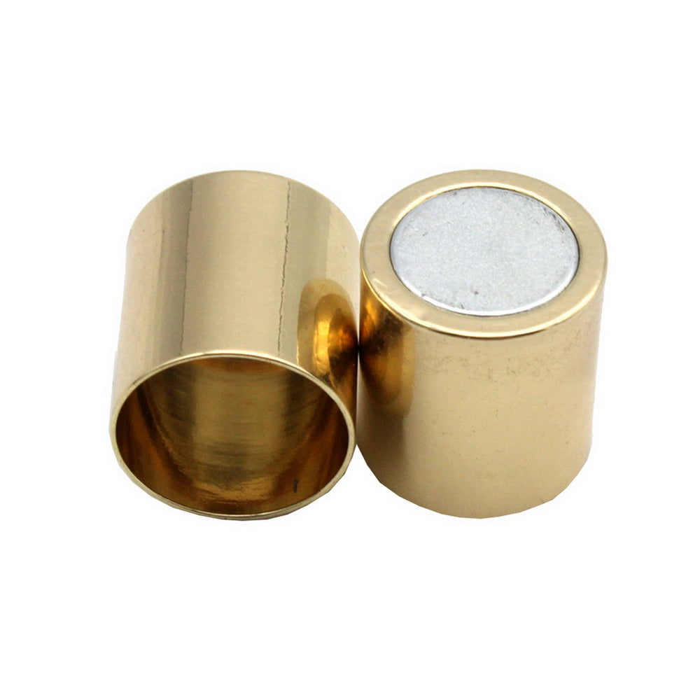 shapesbyX-3 Pieces 11mm Round Hole Gold Magnetic Clasps Opening Jewelry Making End Cylinder
