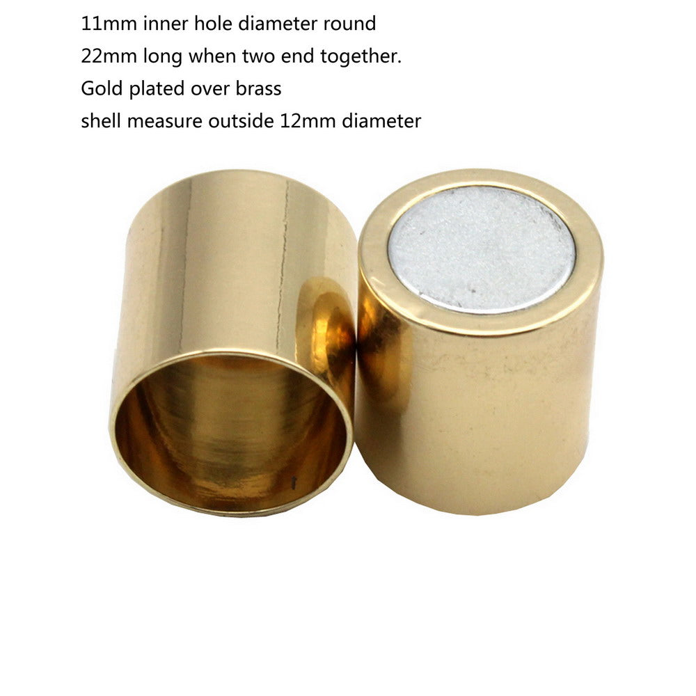 shapesbyX-3 Pieces 11mm Round Hole Gold Magnetic Clasps Opening Jewelry Making End Cylinder