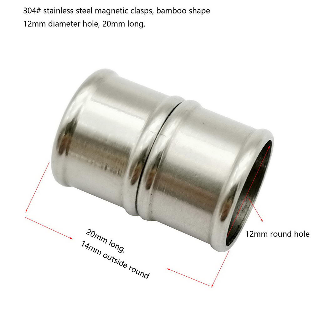 shapesbyX-2 Pieces 12mm Hole Stainless Steel Magnetic Clasps and Closure Bamboo Shape