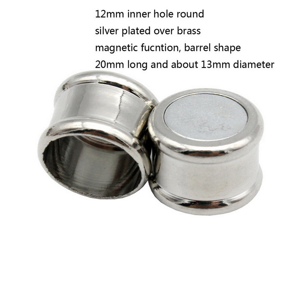 shapesbyX-3 Pieces 12mm Inner Hole Magnetic Clip Clasps Cylinder Jewelry Making End Barrel Shape