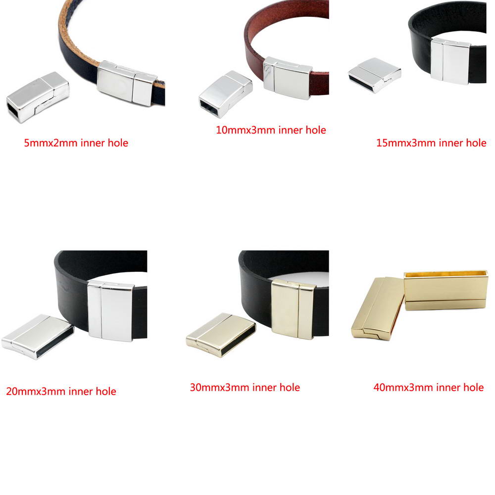 Flat Face Bronze Magnetic Clasps and Closure for Bracelet Making 10x3mm Hole Flat Leather Glue