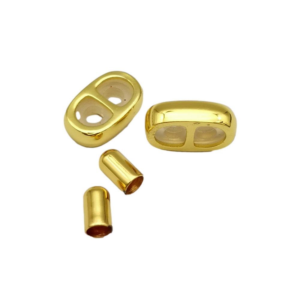 Stainless Steel Gold Jewelry End Adjustment 3mm Hole for 3mm Round Cord Bracelet Necklace Clasps