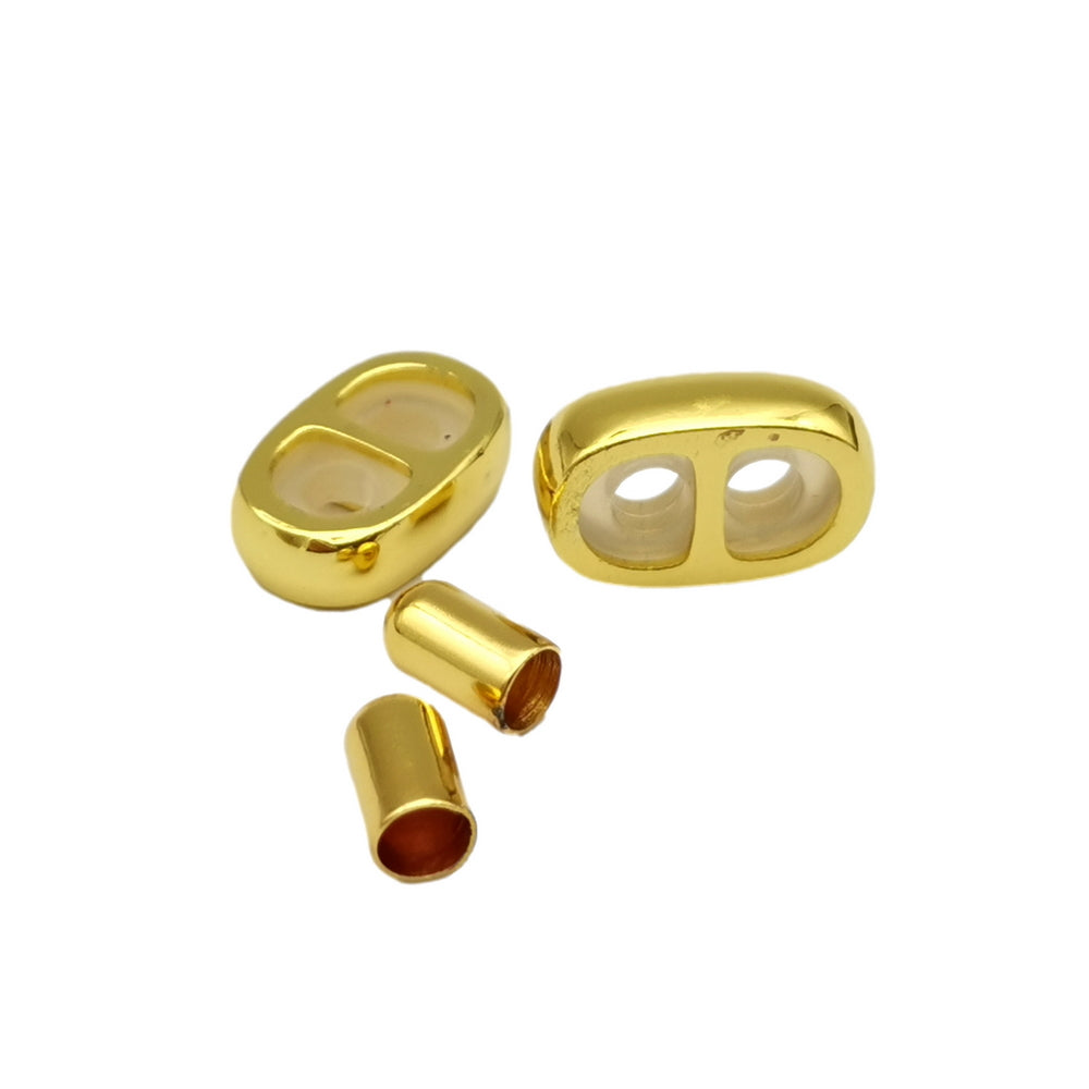 Stainless Steel Gold Jewelry End Adjustment 3mm Hole for 3mm Round Cord Bracelet Necklace Clasps