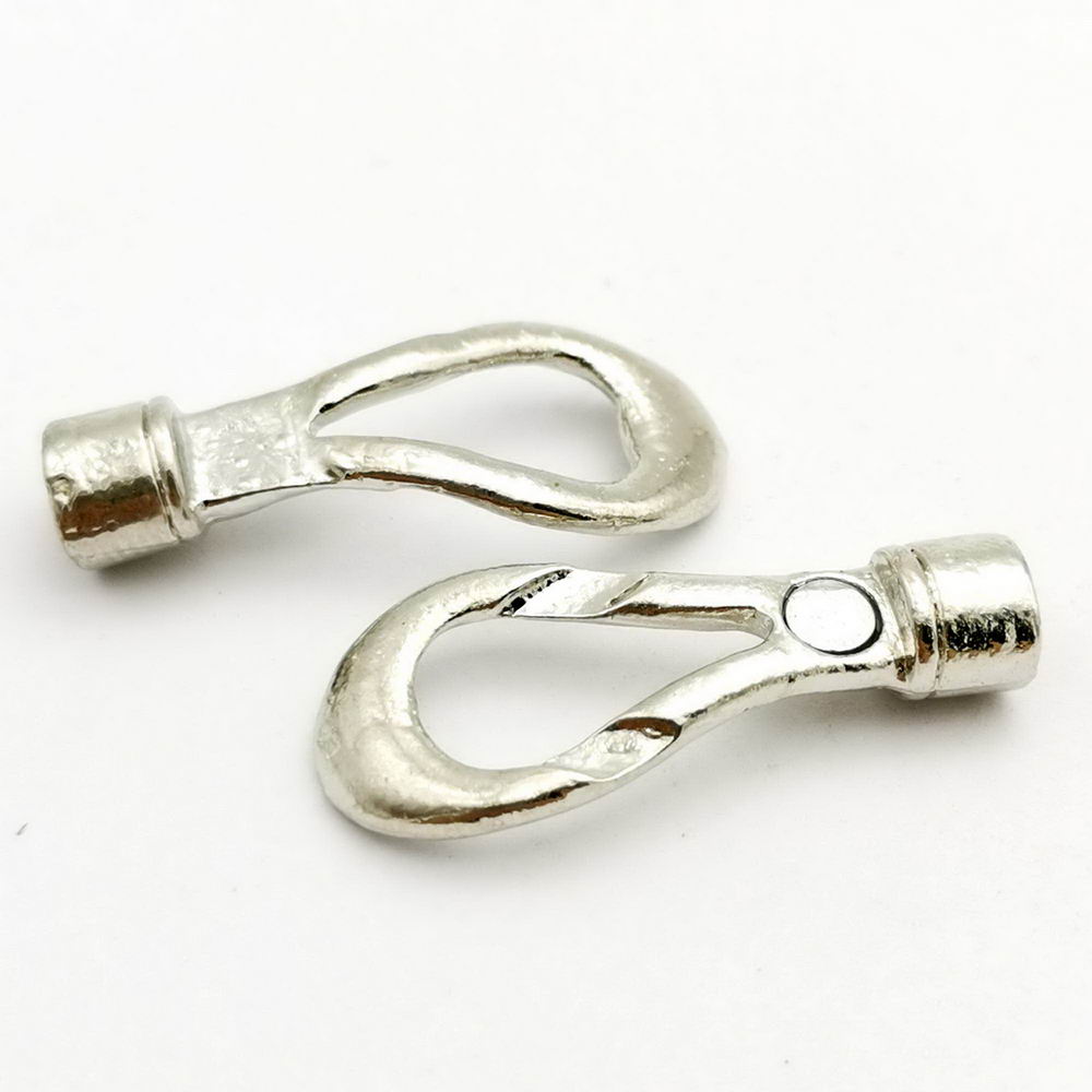 shapesbyX-5 Pieces 4mm Inner Hole Magnetic Clasps Jewelry Making Clasps End Silver