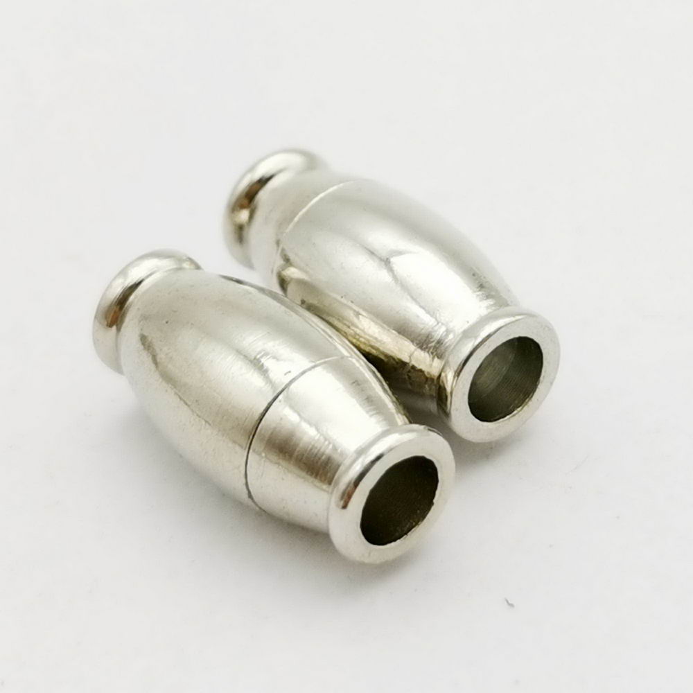 shapesbyX-5 Pieces 3.8mm Inner Hole Magnetic Clasps Jewelry Making Clasps End Silver