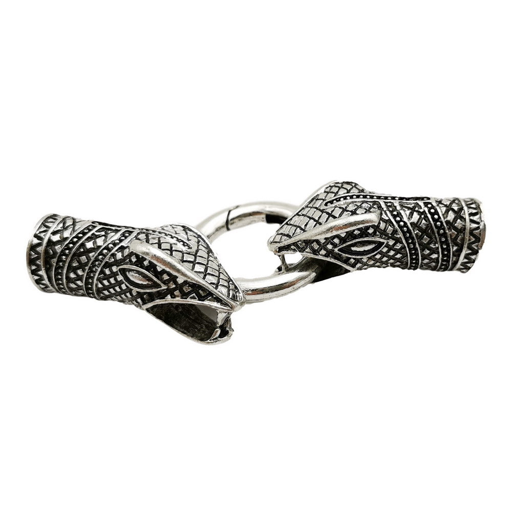 Fermoirs à breloques serpent en Bronze Antique, fabrication de bracelets, extrémité, trou de 10mm