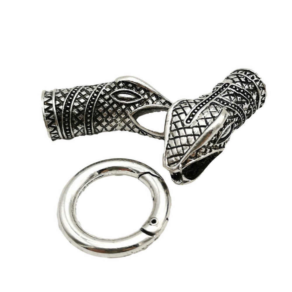 Fermoirs à breloques serpent en Bronze Antique, fabrication de bracelets, extrémité, trou de 10mm
