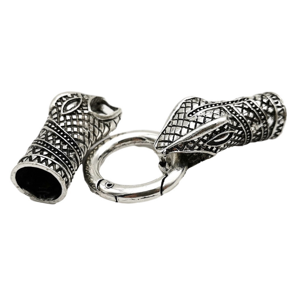 Fermoirs à breloques serpent en Bronze Antique, fabrication de bracelets, extrémité, trou de 10mm