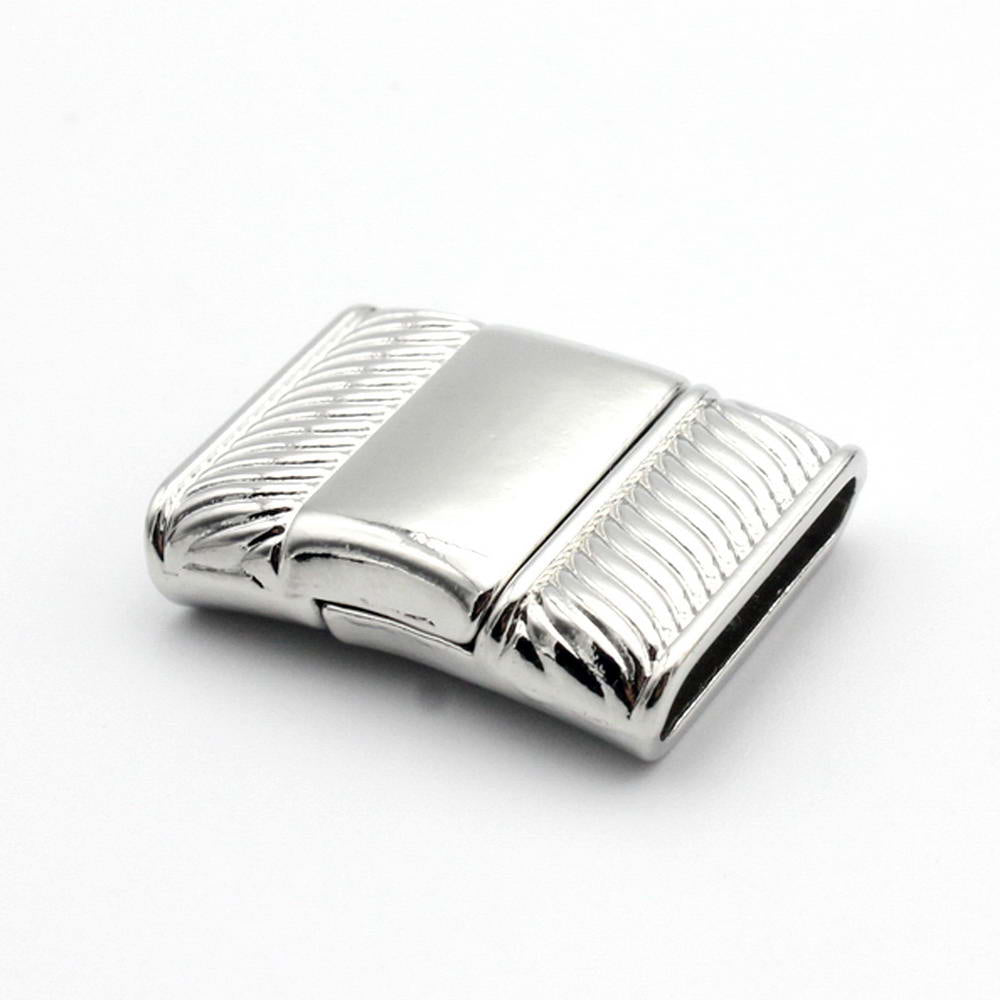 shapesbyX-3 Pieces 16mmx3mm Inner Hole Bracelet Clasps and Closure Silver Plated Jewelry End for 15x2 15x3 mm Leather Strip Glue In