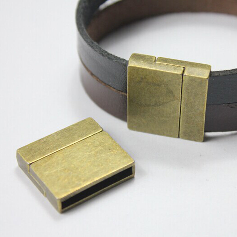 22mmx3mm Hole Falt Magnetic Clasp for Men Bracelet Making Antique Bronze Metal Closure