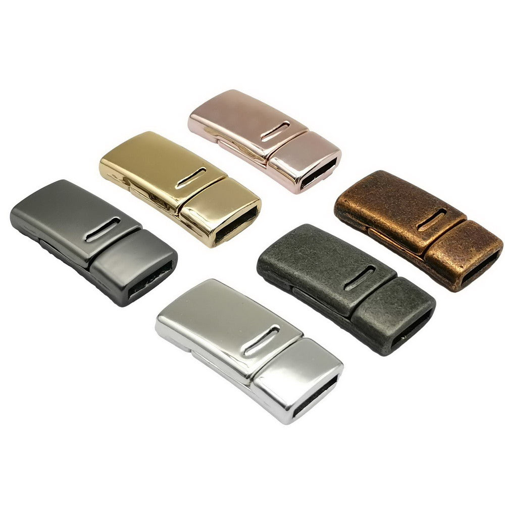 shapesbyX-3 Pieces 10mm Flat Magnetic Claps and Closure for Bracelet Making 10mmx2mm Inner hole Flat Leather Glue In