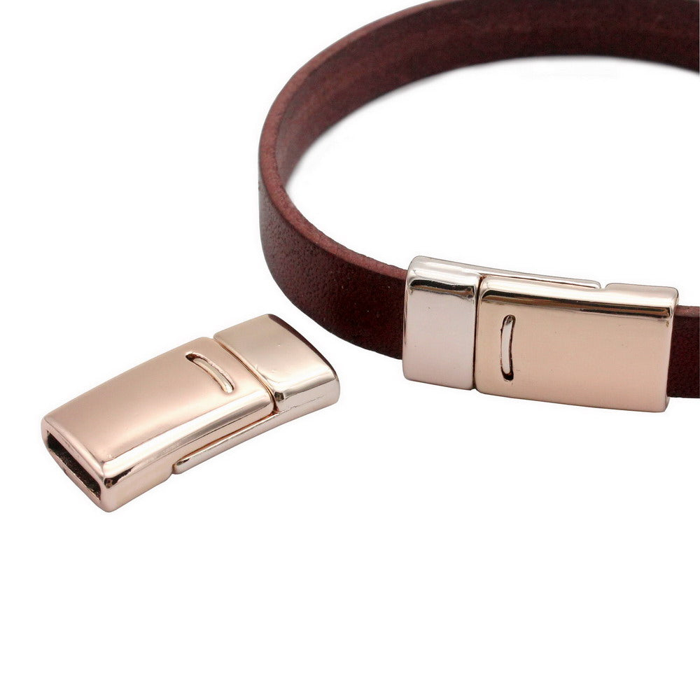 shapesbyX-3 Pieces 10mm Flat Magnetic Claps and Closure for Bracelet Making 10mmx2mm Inner hole Flat Leather Glue In