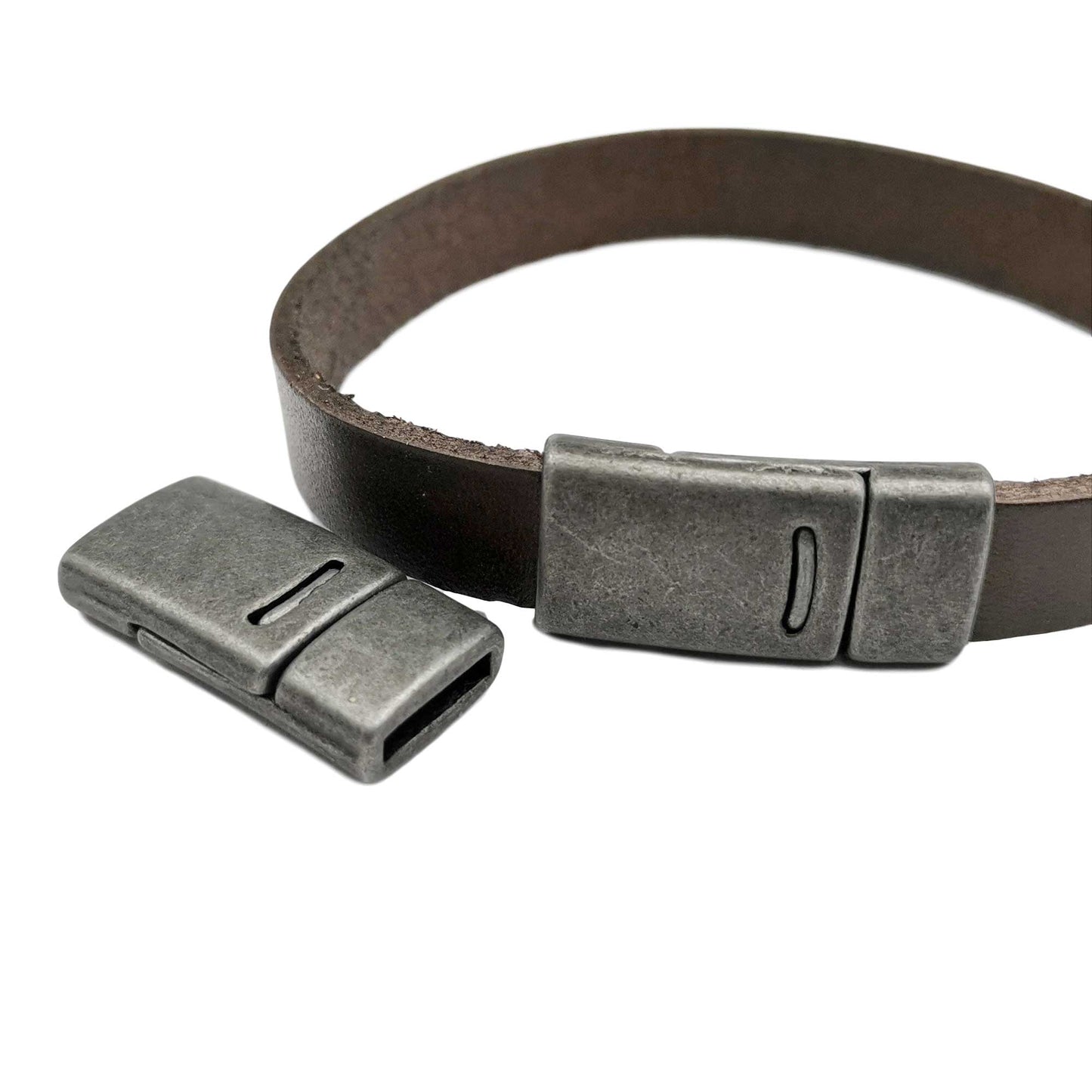 shapesbyX-3 Pieces Bracelet Clasps and Closure Flat 10mmx2mm Hole Magnetic End Antique Tin