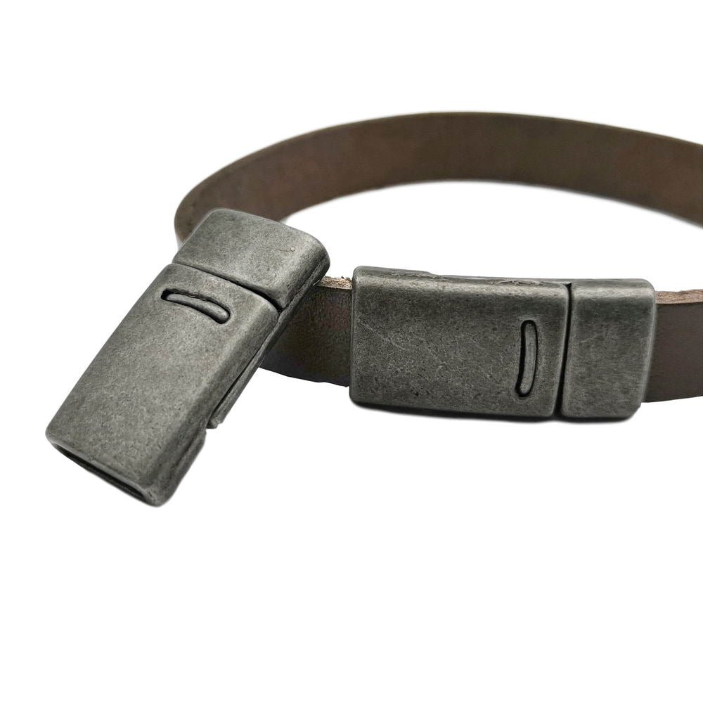shapesbyX-3 Pieces Bracelet Clasps and Closure Flat 10mmx2mm Hole Magnetic End Antique Tin