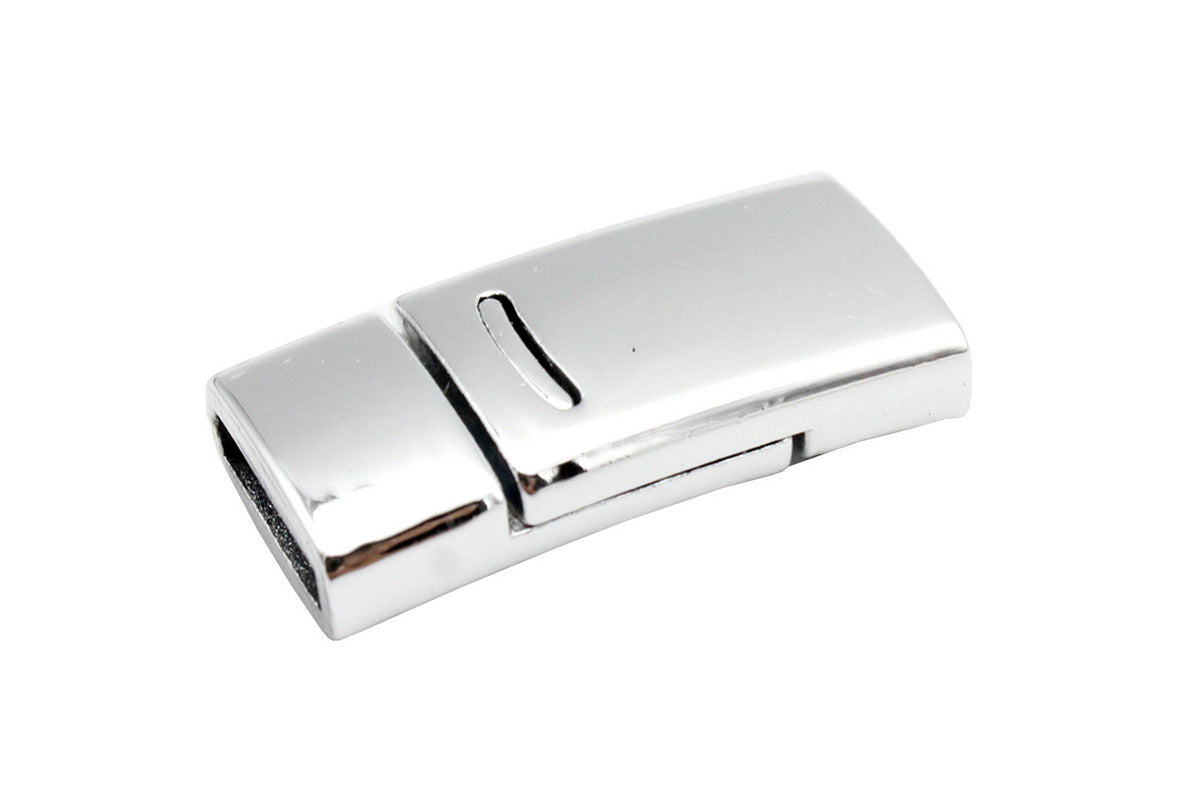 shapesbyX-3 Pieces Silver 10mm Flat Magnetic Claps and Closure for Bracelet Making 10mmx2mm Inner hole Flat Leather Glue In MT558