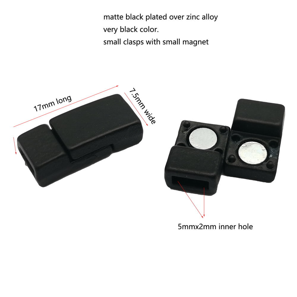 shapesbyX-3 Pieces 5mm Flat Magnetic Clasps Gun Black Closure 5mmx2mm Hole Jewelry Making Bracelet End MT588-2-3