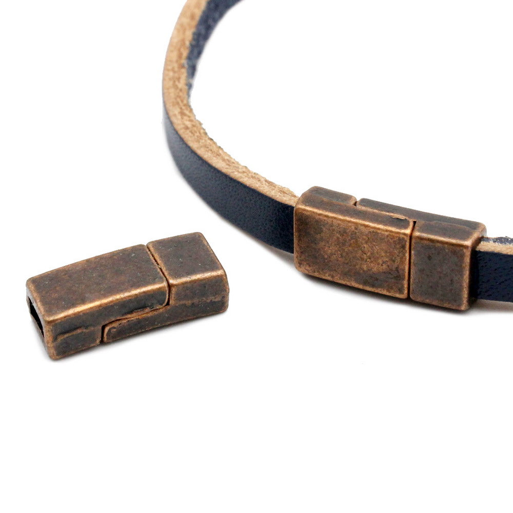 shapesbyX-3 Pieces Antique Copper 5mm Flat Magnetic Clasps 5mmx2mm Hole Jewelry Making Bracelet End MT588-4
