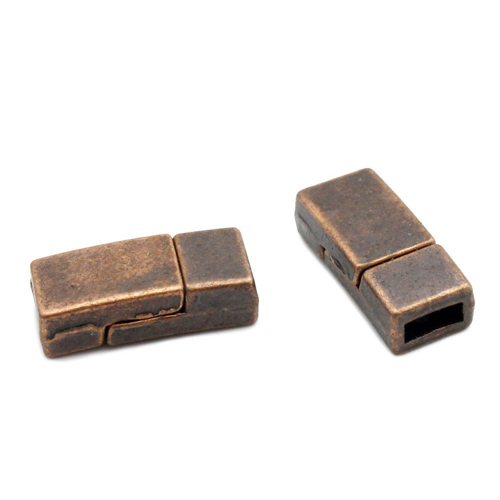 shapesbyX-3 Pieces Antique Copper 5mm Flat Magnetic Clasps 5mmx2mm Hole Jewelry Making Bracelet End MT588-4