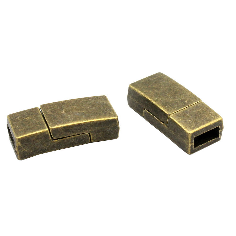 shapesbyX-3 Pieces Antique Bronze 5mm Flat Magnetic Clasps 5mmx2mm Hole Jewelry Making Bracelet End MT588-5