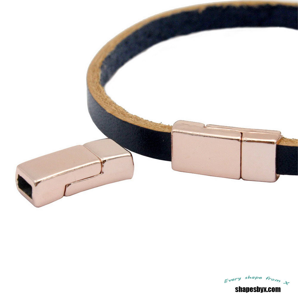 shapesbyX-3 Pieces 5mm Flat Magnetic Clasps Closure Rose Gold 5mmx2mm Hole Jewelry Making Bracelet End MT588-9