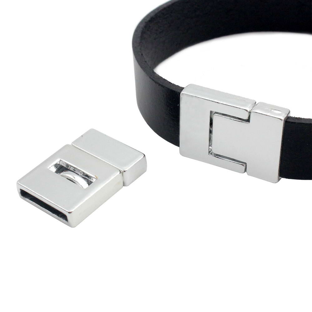 15mmx2mm Flat Magnetic Closure Clasps Silver,15x2mm Hole Bracelet Making End Leather Strip Glue