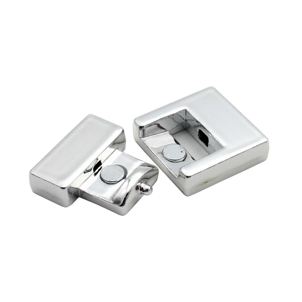 shapesbyX-15mmx2mm Flat Magnetic Closure Clasps Silver,15x2mm Hole Bracelet Making End Leather Strip Glue