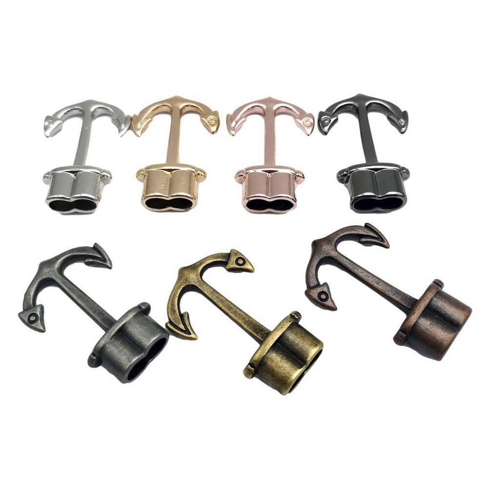 Bracelet ancre noir mat, fermoirs pour fabrication de bijoux, crochet à breloques, trou de 5.5mm pour cordons ronds de 5mm