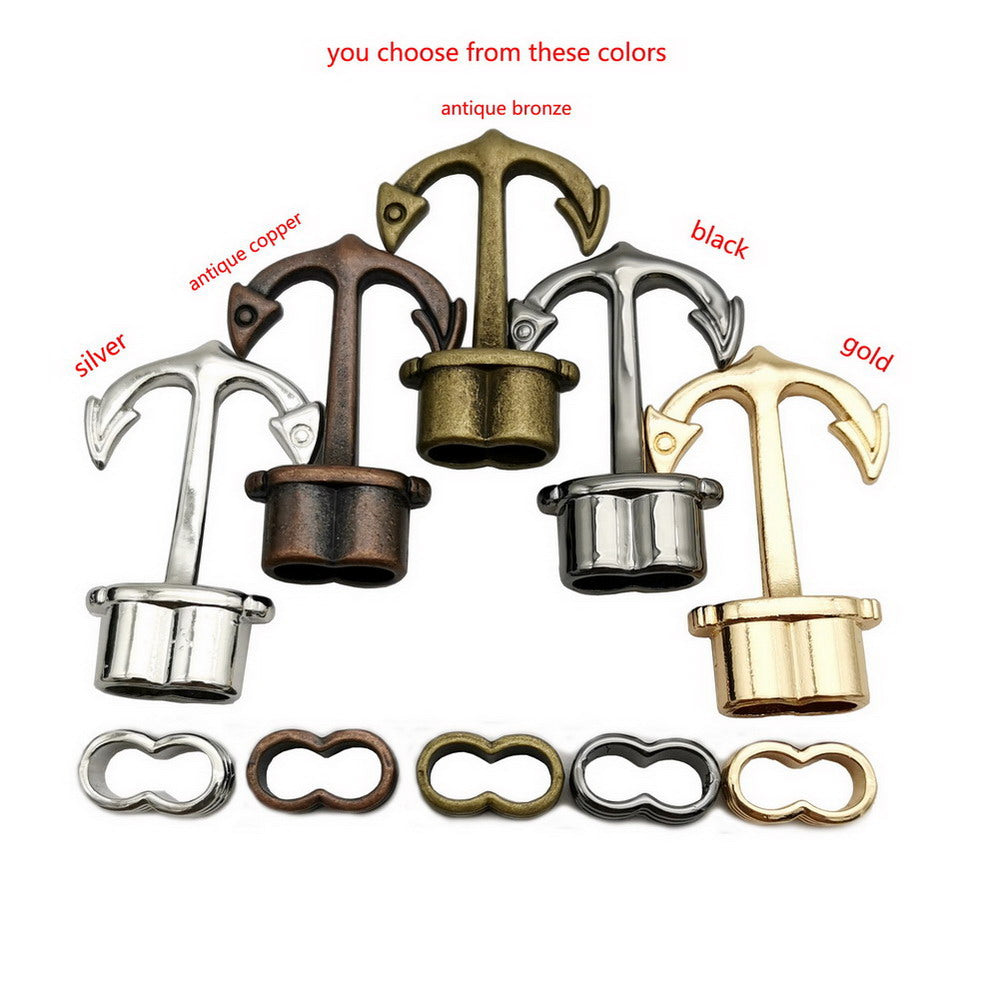 ShapesbyX-Anchor Hook Clasps for Bracelet Making for 5mm Cords Antique Tin