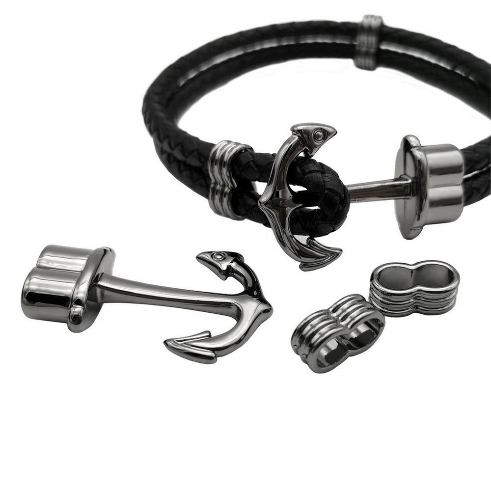 ShapesbyX-Anchor Hook Clasps for Bracelet Making for 5mm Cords Antique Tin