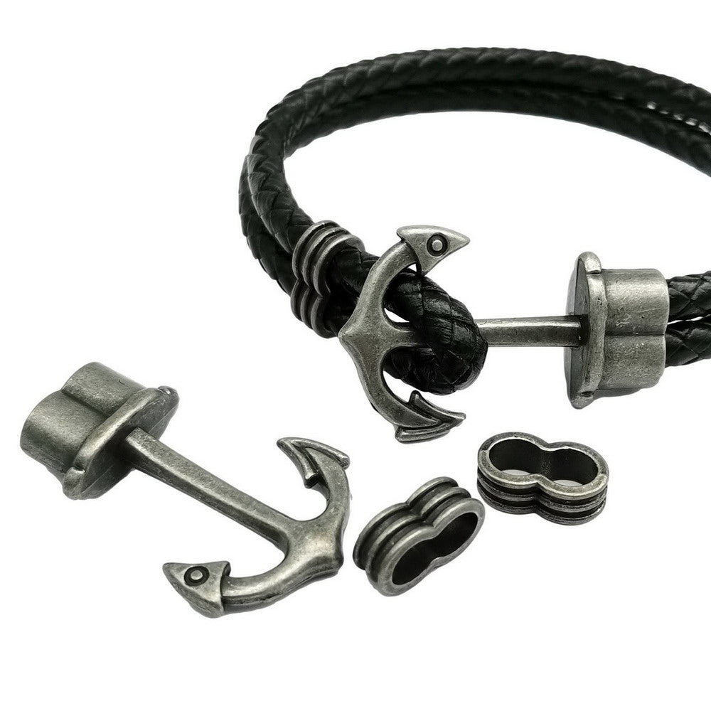 ShapesbyX-Anchor Hook Clasps for Bracelet Making for 5mm Cords Antique Tin