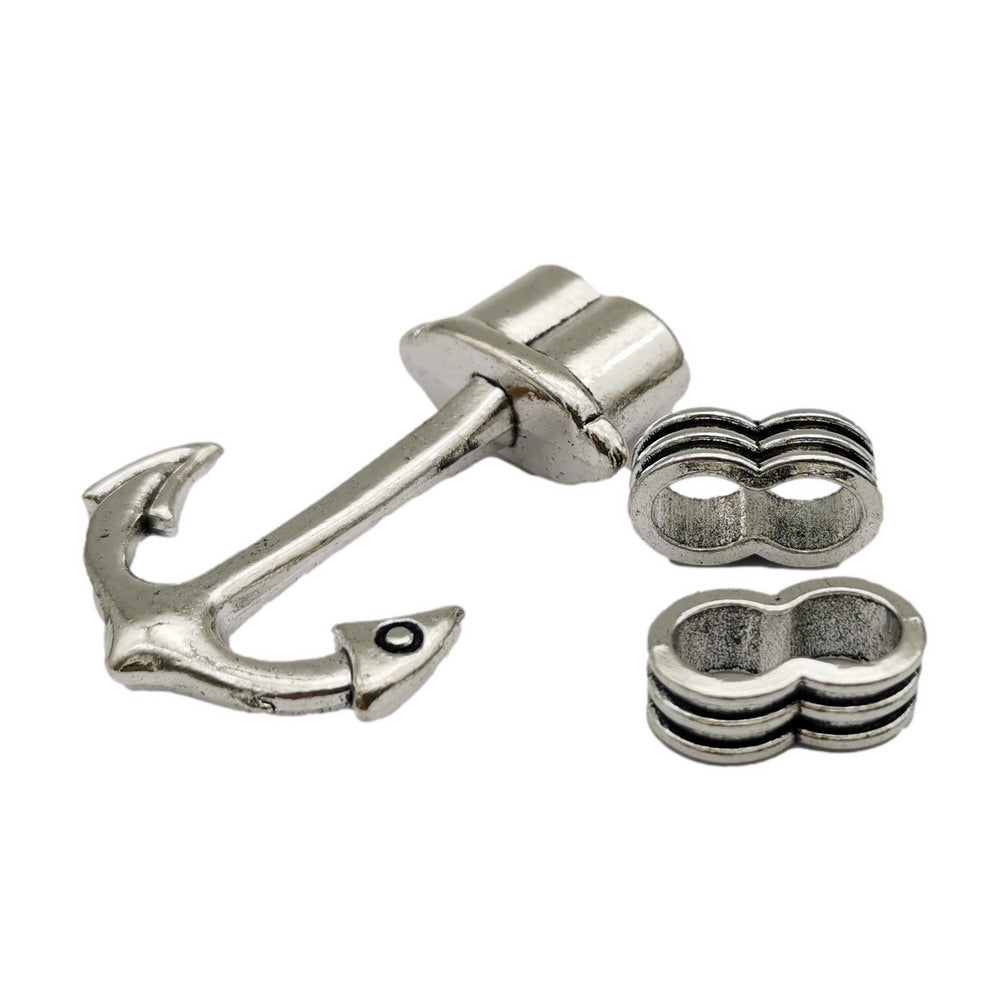 ShapesbyX-Anchor Bracelet Making Clasps Antique Silver Jewelry Charm Hook 5.5mm Hole