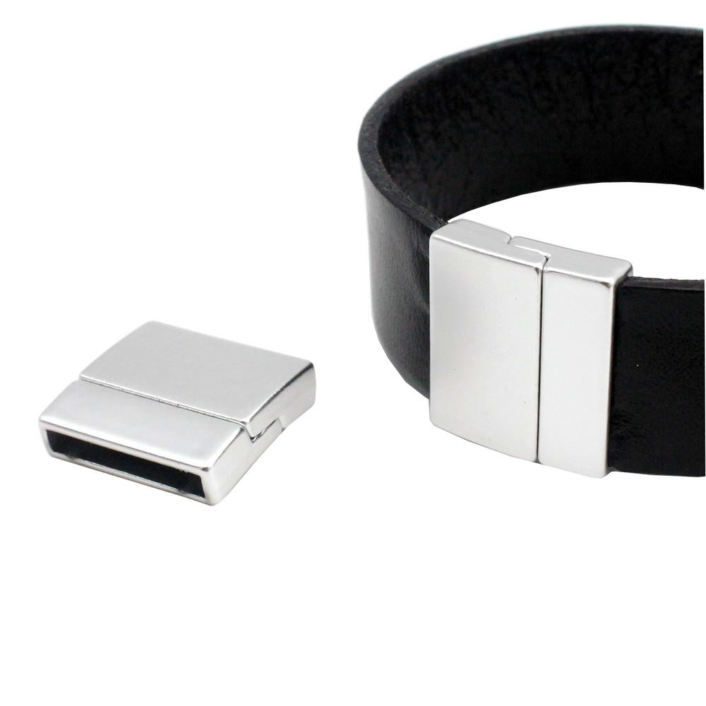 shapesbyX-20mmx3mm Inner Hole Silver Bracelet Clasps and Closure,Magnetic Clasp Jewelry End Glue In 20x3