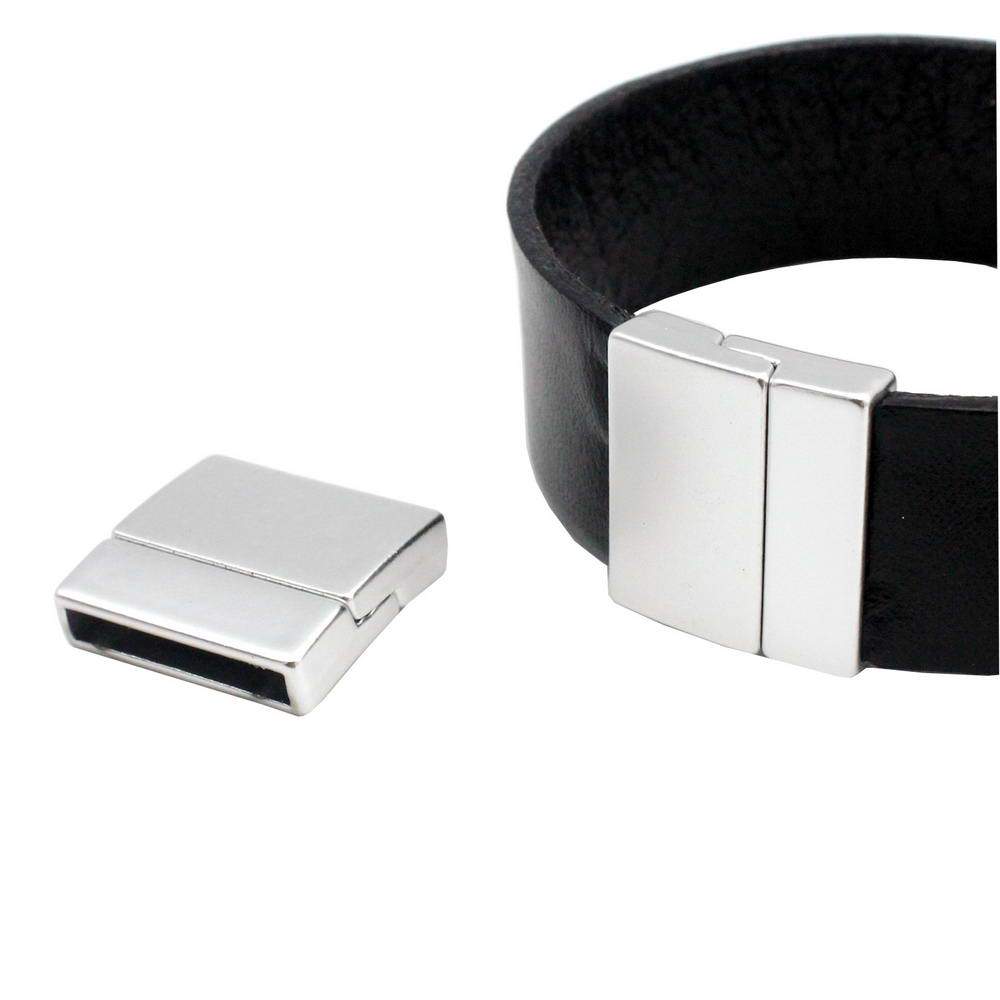 20mm Flat Magnetic Clasps and Closure for Bracelet Making 20x3mm Hole Matte Silver