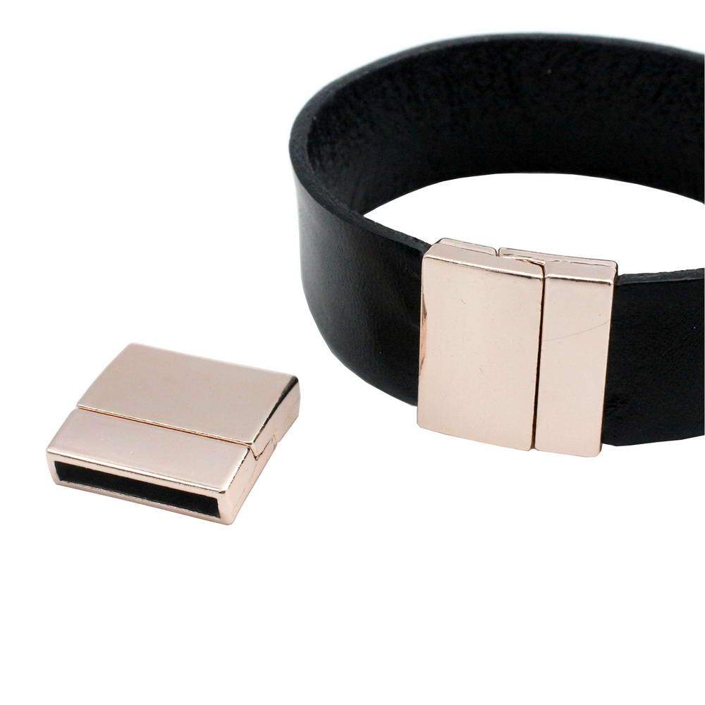 20mm Flat Magnetic Clasps and Closure for Bracelet Making 20x3mm Hole Rose Gold
