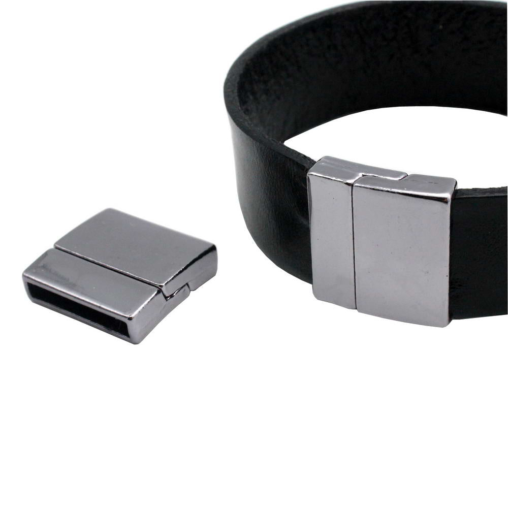 shapesbyX-20mmx3mm Inner Hole Silver Bracelet Clasps and Closure,Magnetic Clasp Jewelry End Glue In 20x3