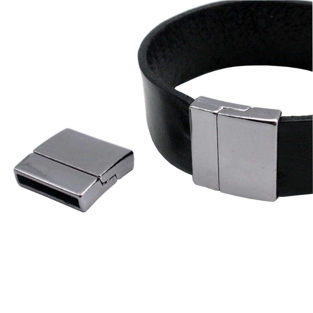 20mm Flat Magnetic Clasps and Closure for Bracelet Making 20x3mm Hole Black