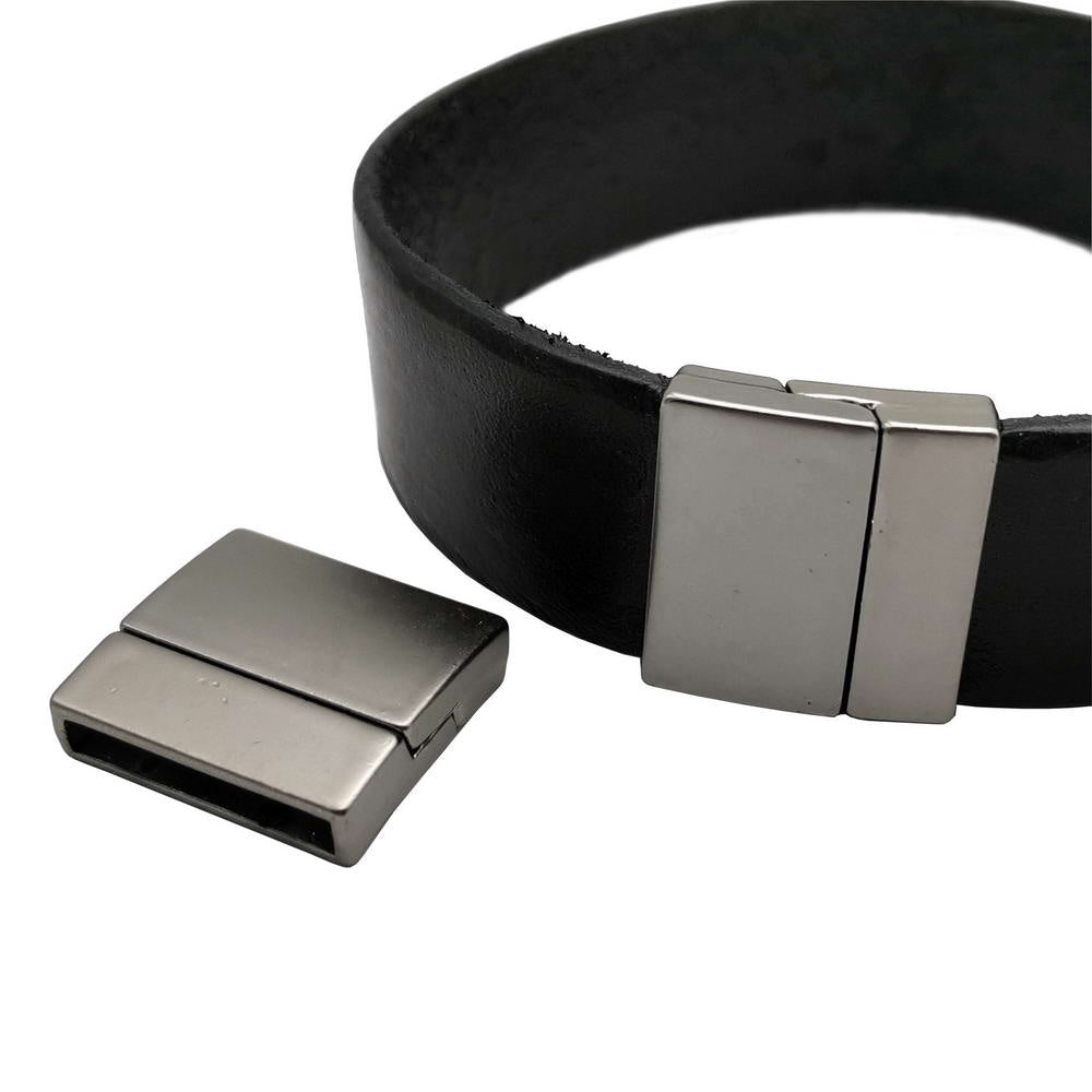 shapesbyX-20mmx3mm Inner Hole Silver Bracelet Clasps and Closure,Magnetic Clasp Jewelry End Glue In 20x3