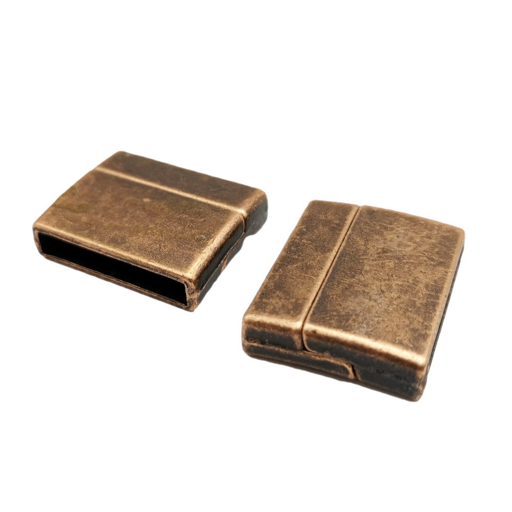 shapesbyX-20mm Flat Magnetic Clasps and Closure for Bracelet Making 20x3mm Hole Antique Bronze