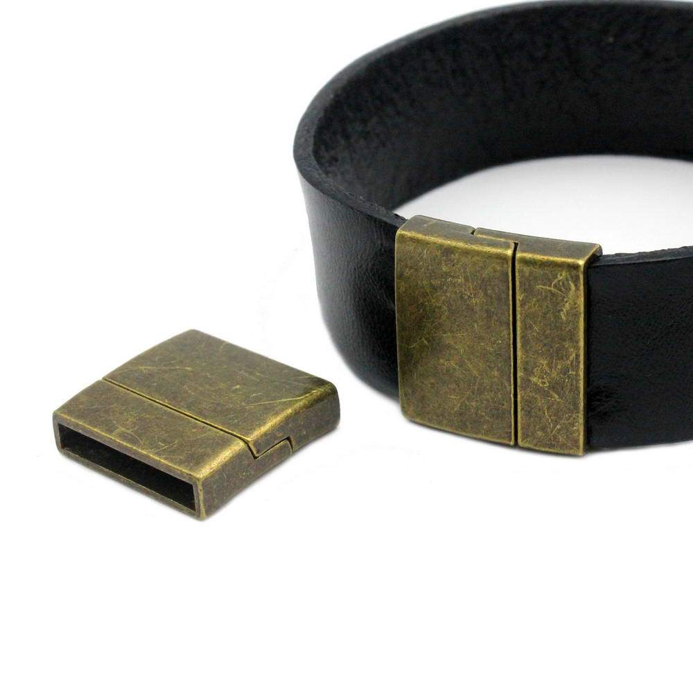 20mm Flat Magnetic Clasps and Closure for Bracelet Making 20x3mm Hole Bronze Brass