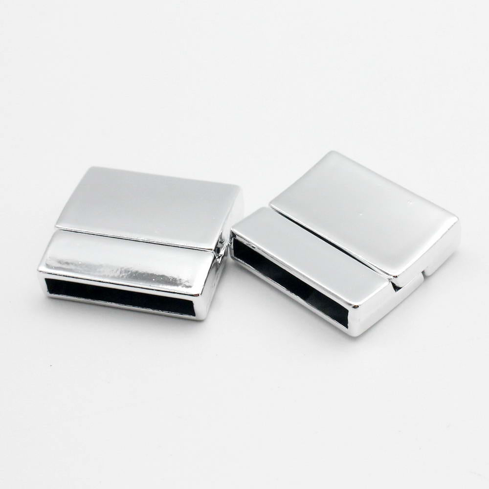 shapesbyX-20mmx3mm Inner Hole Silver Bracelet Clasps and Closure,Magnetic Clasp Jewelry End Glue In 20x3