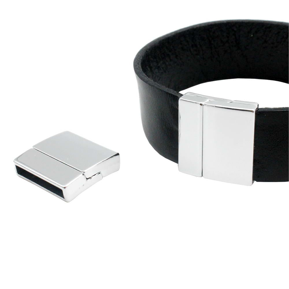 3 sets 20mmx3mm Inner Hole Silver Bracelet Clasps and Closure,Magnetic Clasp Jewelry End Glue In 20x3
