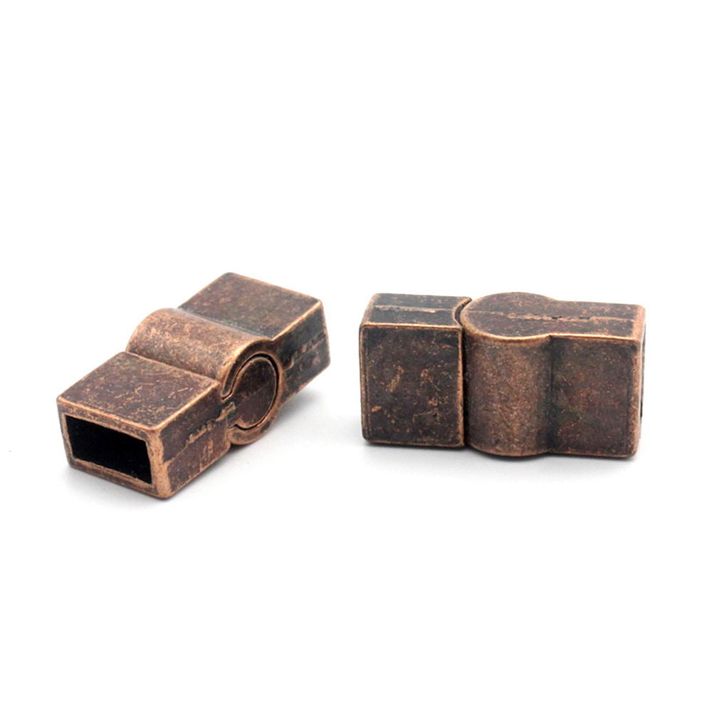 ShapesbyX-8mm Flat Magnetic Clasps Closure 8x4mm Hole Bracelet Making End Silver