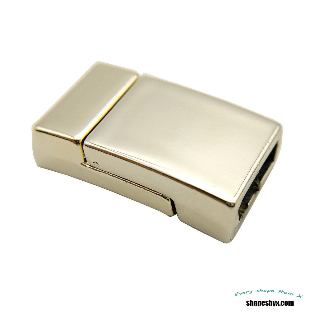 shapesbyX-10mm Flat Leather Bracelet Making Magnetic Clasps 10x3mm Hole Silver 3 Pieces MT673-3
