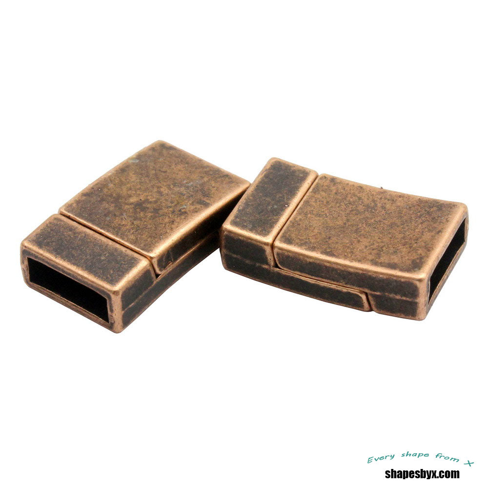 shapesbyX-10mm Flat Leather Bracelet Making Magnetic Clasps 10x3mm Hole Antique Copper 3 Pieces MT673-5