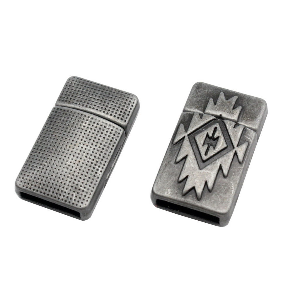 shapesbyX-3 Pieces Magnetic Clasps Flat Pattern Silver Oxided 10x2 mm Hole Bracelet Making MT681