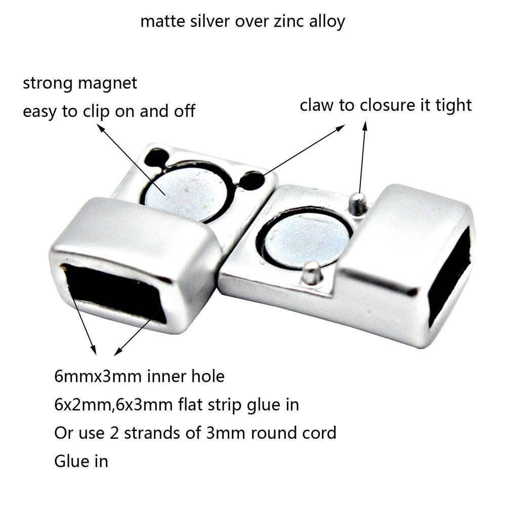 ShapesbyX-6x3mm Hole Magnetic Clasps and Closure Matte Silver Jewelry Making End