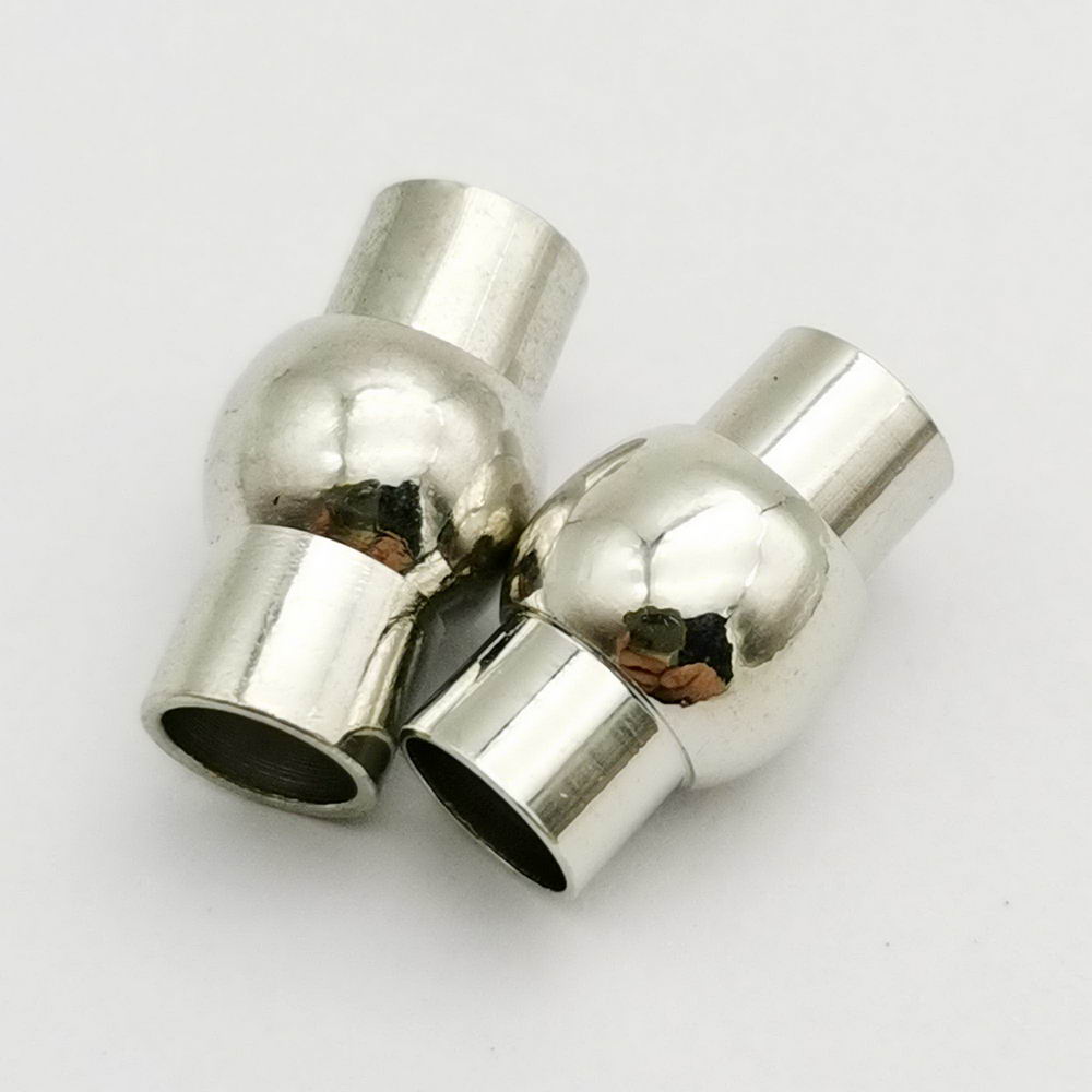 shapesbyX-5 Pieces 6mm Round Magnetic Clasps Bracelet Making Opening Silver