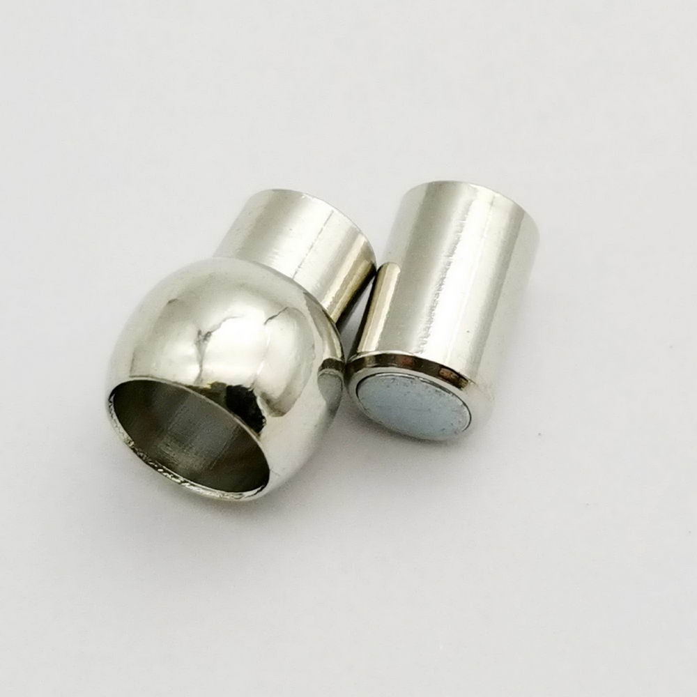 shapesbyX-5 Pieces 6mm Round Magnetic Clasps Bracelet Making Opening Silver
