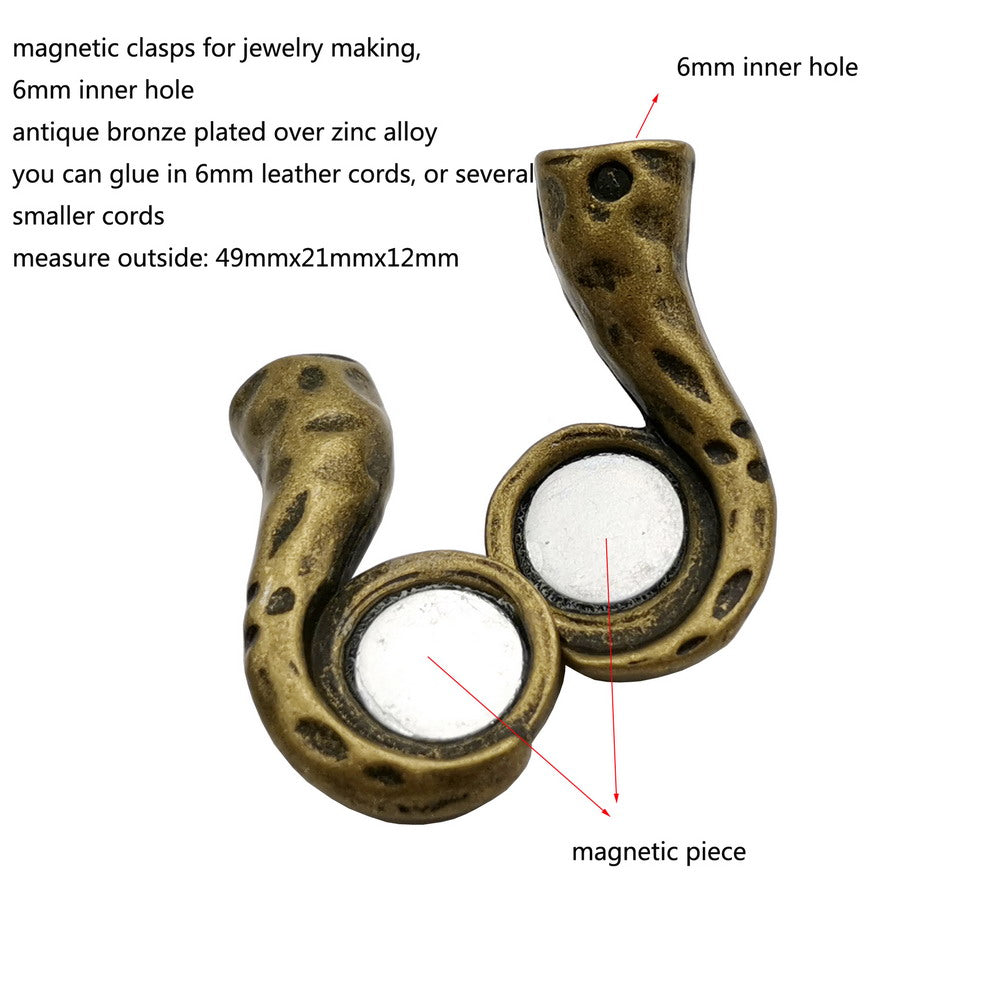 ShapesbyX-3 Stück Magnetverschlüsse und Verschluss mit 6 mm Löchern für die Herstellung von Armbändern, Kordelklebeenden