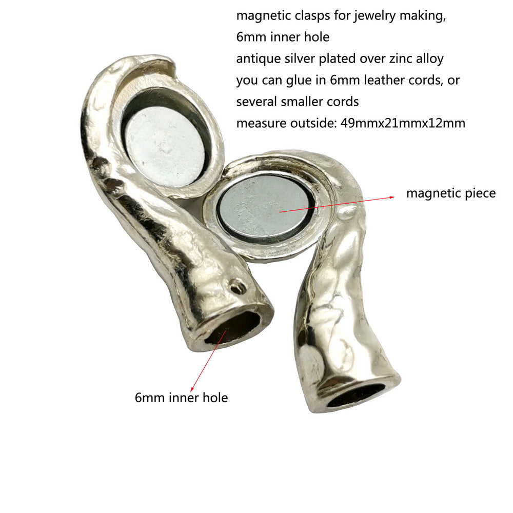 ShapesbyX-3 Stück Magnetverschlüsse und Verschluss mit 6 mm Löchern für die Herstellung von Armbändern, Kordelklebeenden